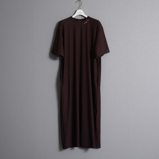 F-DR-04「Dry tricot knit」Straight dress【BROWN】