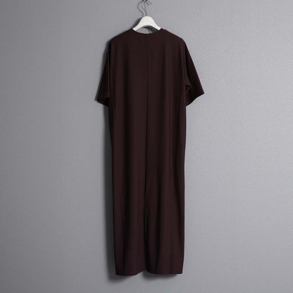 F-DR-04「Dry tricot knit」Straight dress【BROWN】