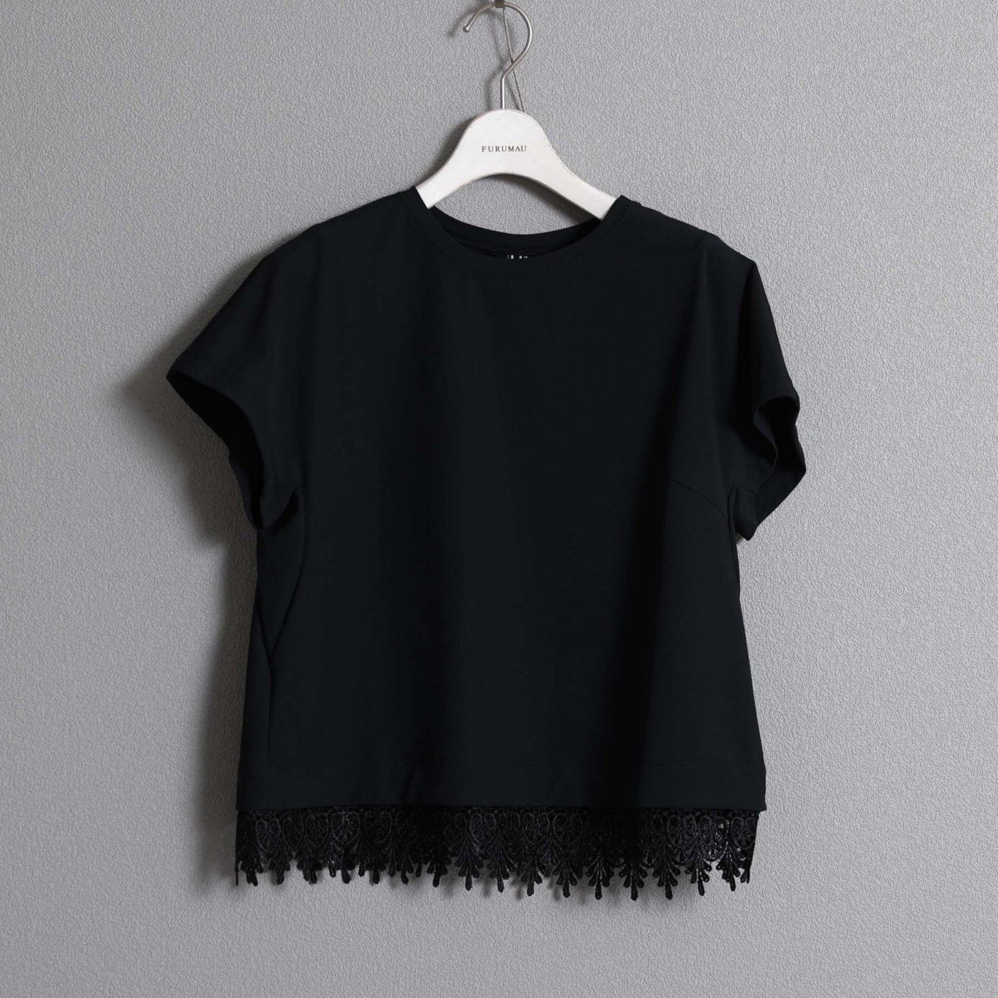 F-CS-09「Dry pique & Lace」Lace combination tops【BLACK×BLACK】