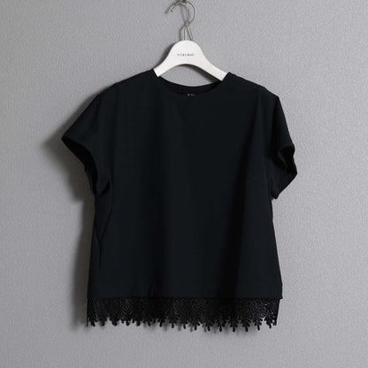 F-CS-09「Dry pique & Lace」Lace combination tops【BLACK×BLACK】