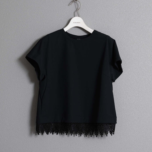 F-CS-09「Dry pique & Lace」Lace combination tops【BLACK×BLACK】