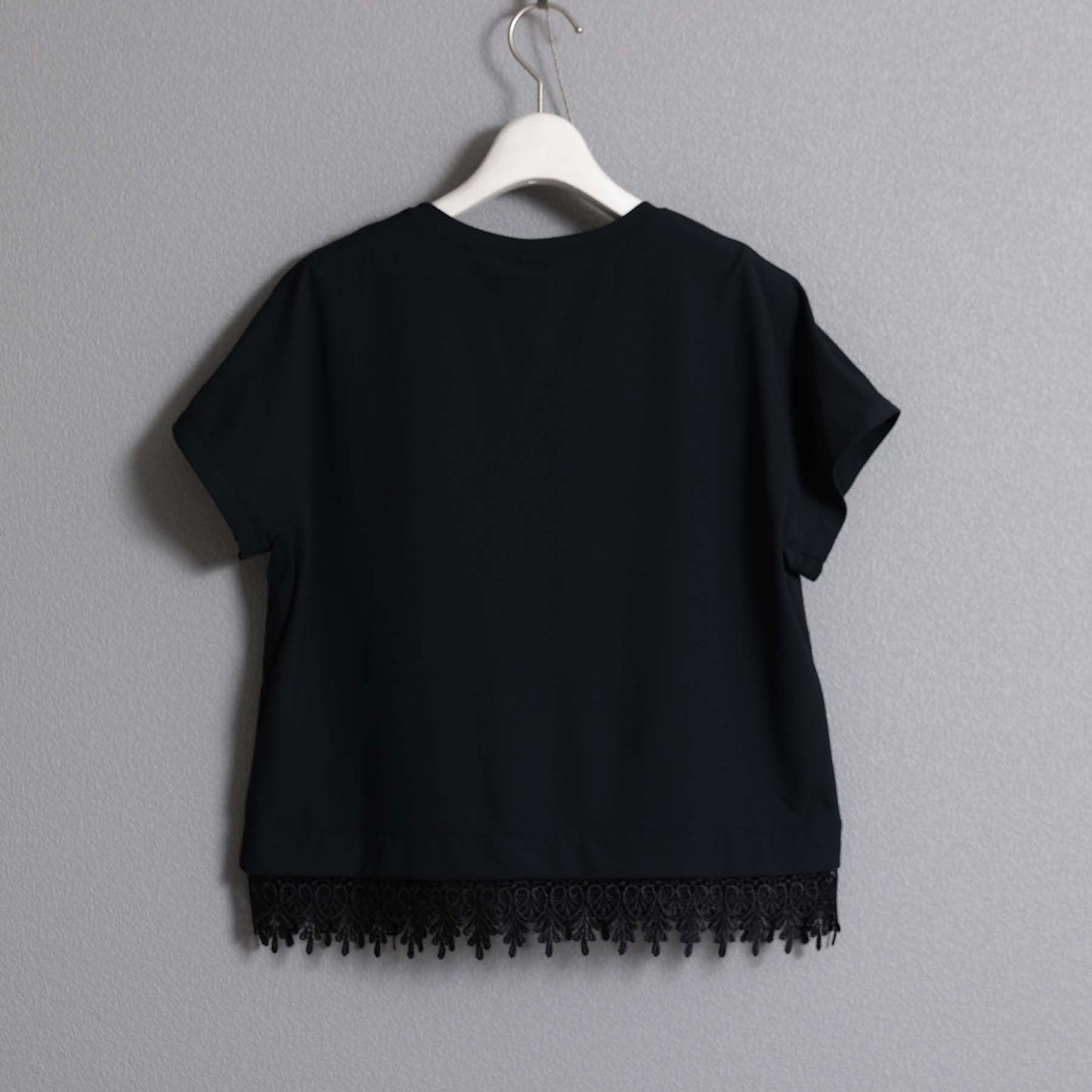 F-CS-09「Dry pique & Lace」Lace combination tops【BLACK×BLACK】