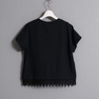 F-CS-09「Dry pique & Lace」Lace combination tops【BLACK×BLACK】