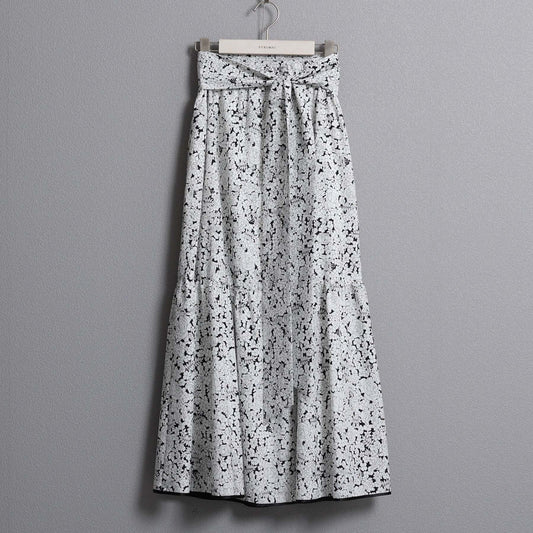 F-SK-09「Sincere」Tiered skirt WHITE×BLACK