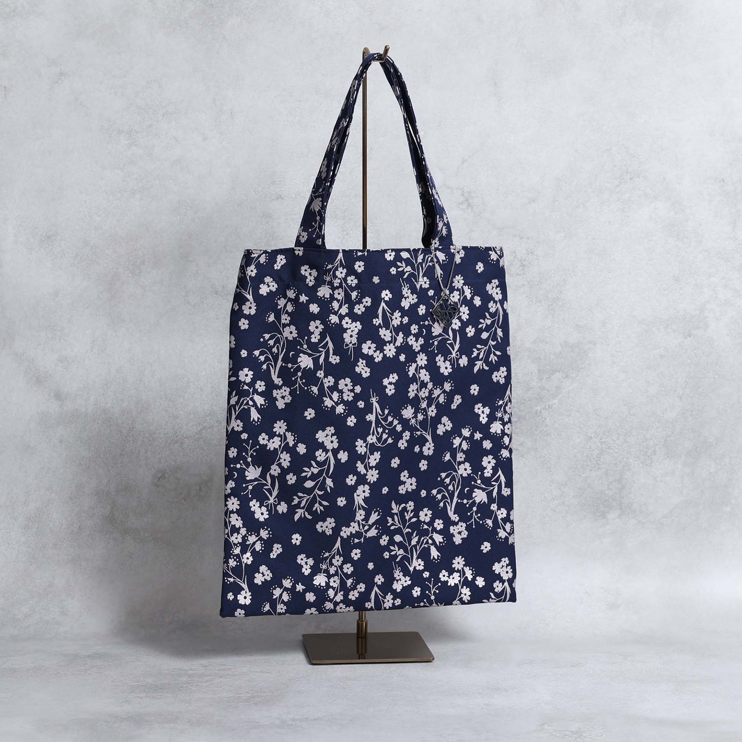 C-BG-19「frozen flower」Twill Tote Bag NAVY&BLACK
