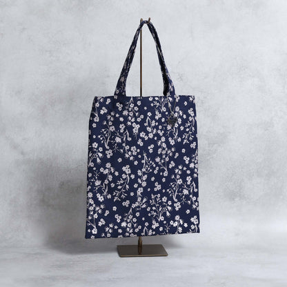 C-BG-19「frozen flower」Twill Tote Bag NAVY&BLACK