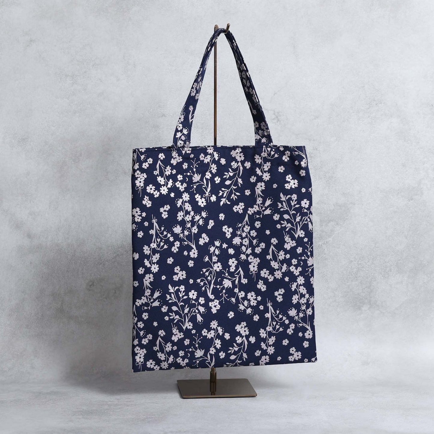 C-BG-19「frozen flower」Twill Tote Bag NAVY&BLACK