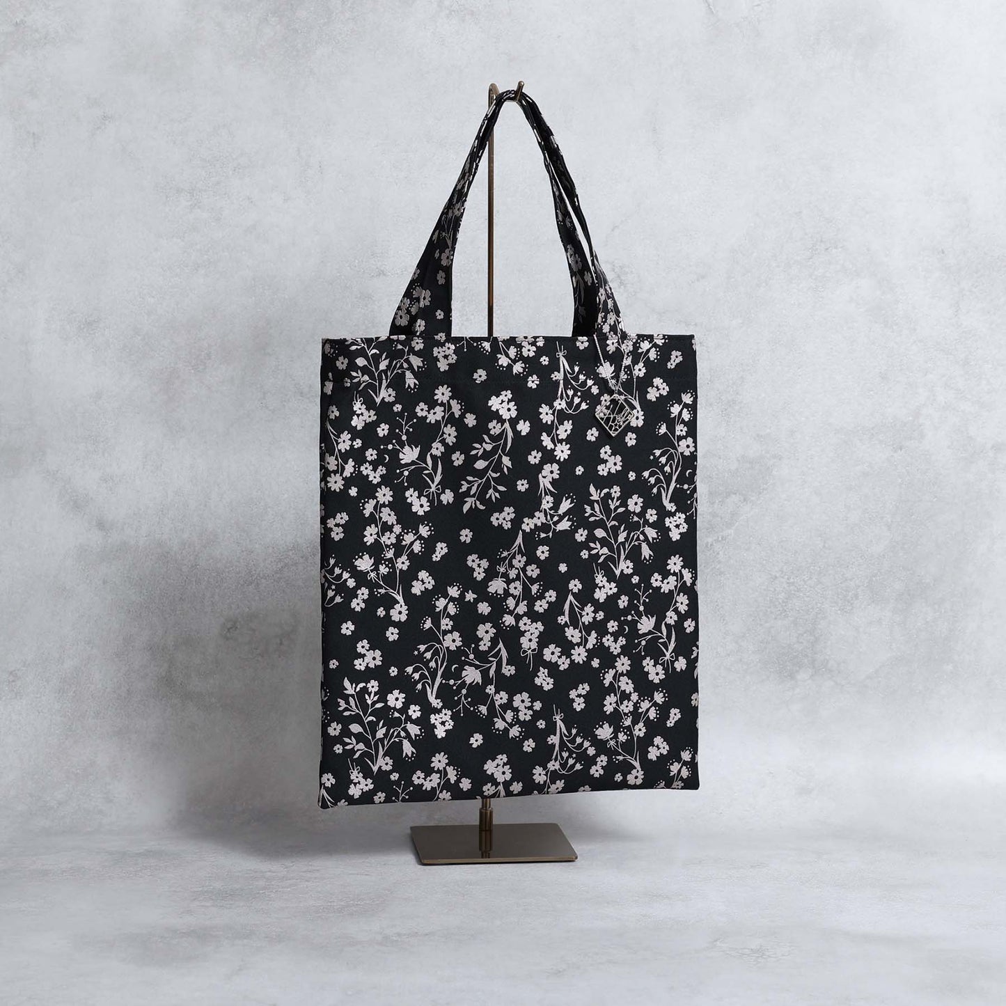 C-BG-19「frozen flower」Twill Tote Bag NAVY&BLACK