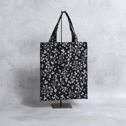 C-BG-19「frozen flower」Twill Tote Bag NAVY&BLACK