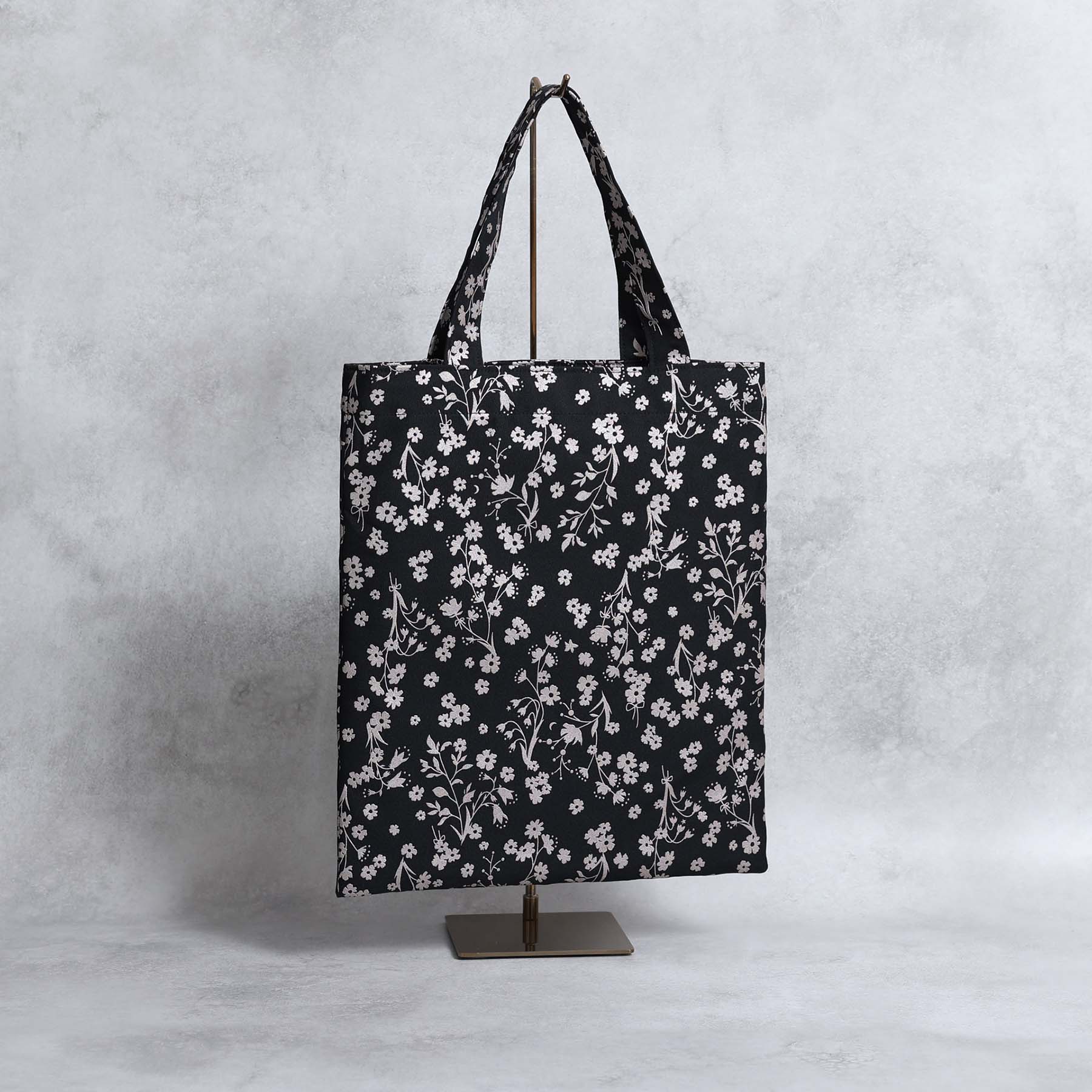 C-BG-19「frozen flower」Twill Tote Bag NAVY&BLACK – FURUMAU