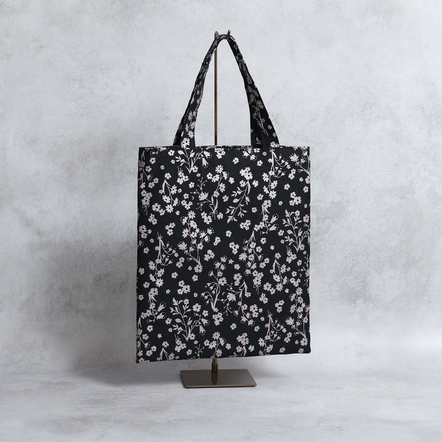 C-BG-19「frozen flower」Twill Tote Bag NAVY&BLACK