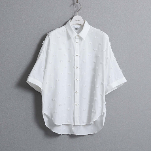 【7月下旬お届け予定】F-SH-04「Feather dot」Relax shirt【WHITE】