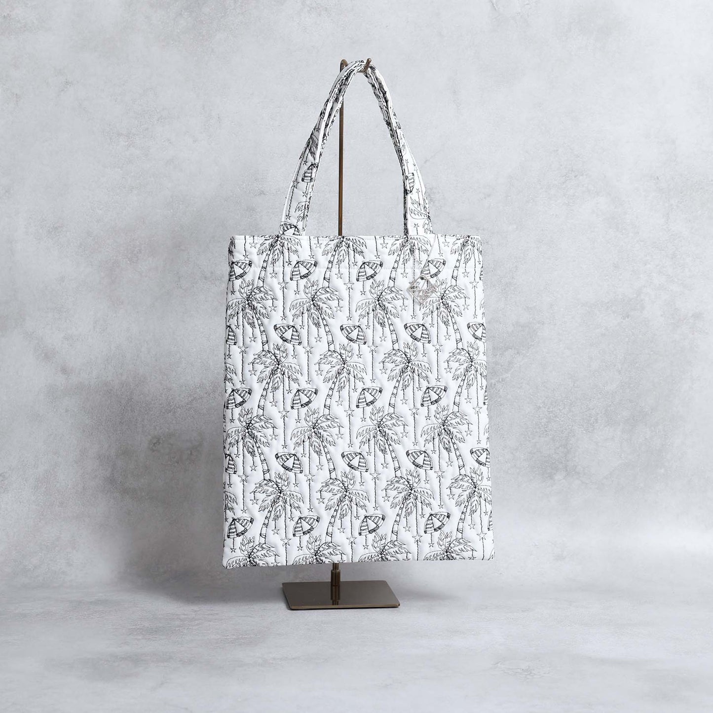 C-BG-13「Palm tree embroidery」Tote Bag WHITE