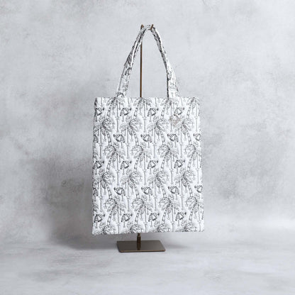 C-BG-13「Palm tree embroidery」Tote Bag WHITE