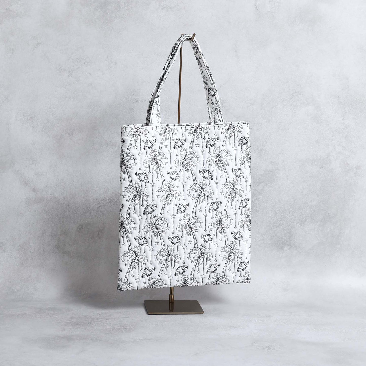 C-BG-13「Palm tree embroidery」Tote Bag WHITE