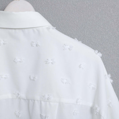 C-BL-83 Robin flower blouse WHITE