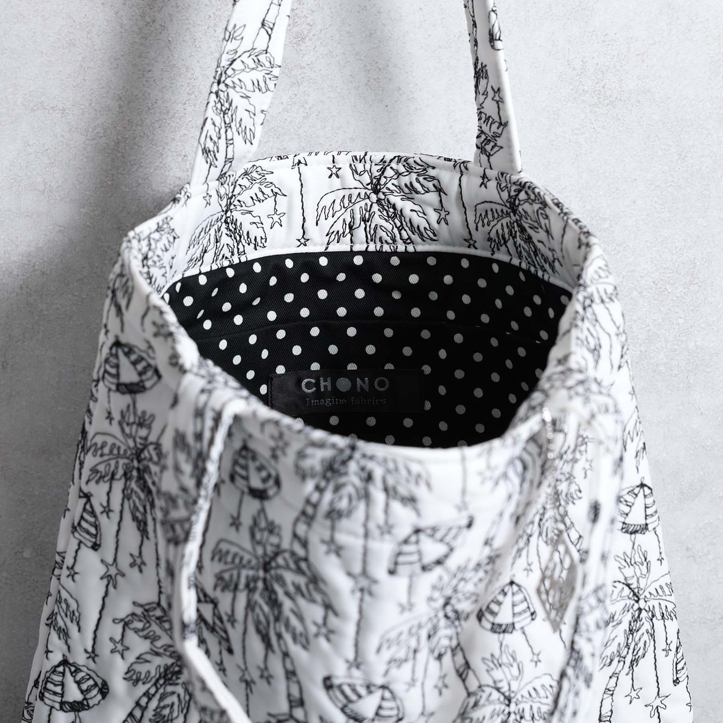 C-BG-13「Palm tree embroidery」Tote Bag WHITE