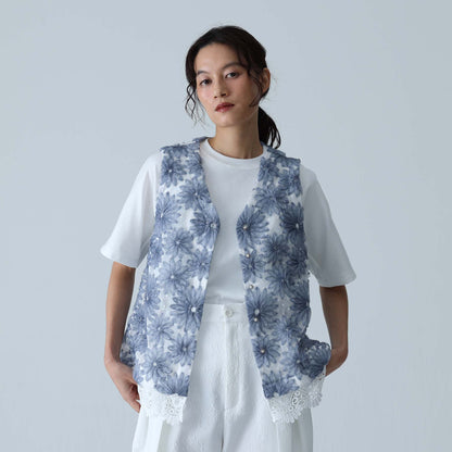 C-BL-83 Robin flower blouse WHITE