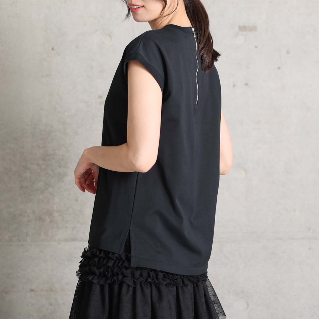 C-CS-80 『Snowmelt knit』 French sleeve tops BLACK