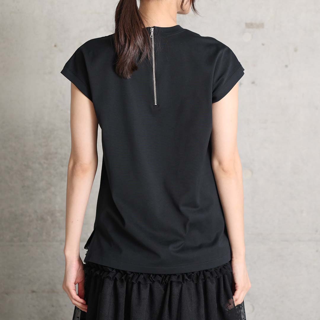 C-CS-80 『Snowmelt knit』 French sleeve tops BLACK