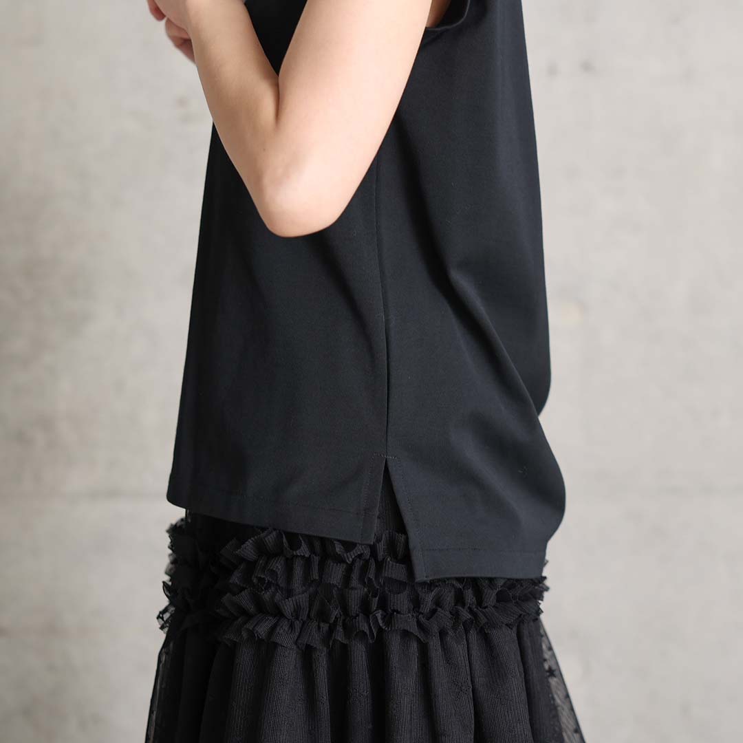 C-CS-80 『Snowmelt knit』 French sleeve tops BLACK