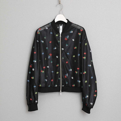 7月下旬お届け予定 C-JK-70「Robin flower sheer knit」Bomber jacket BLACK
