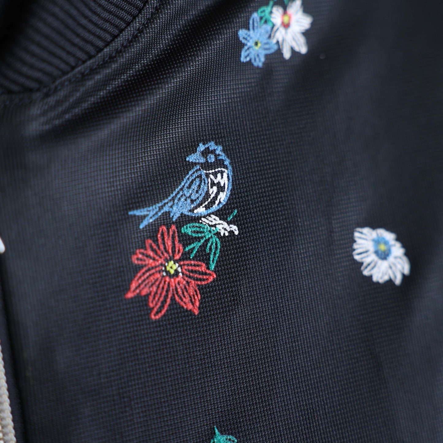 7月下旬お届け予定 C-JK-70「Robin flower sheer knit」Bomber jacket BLACK