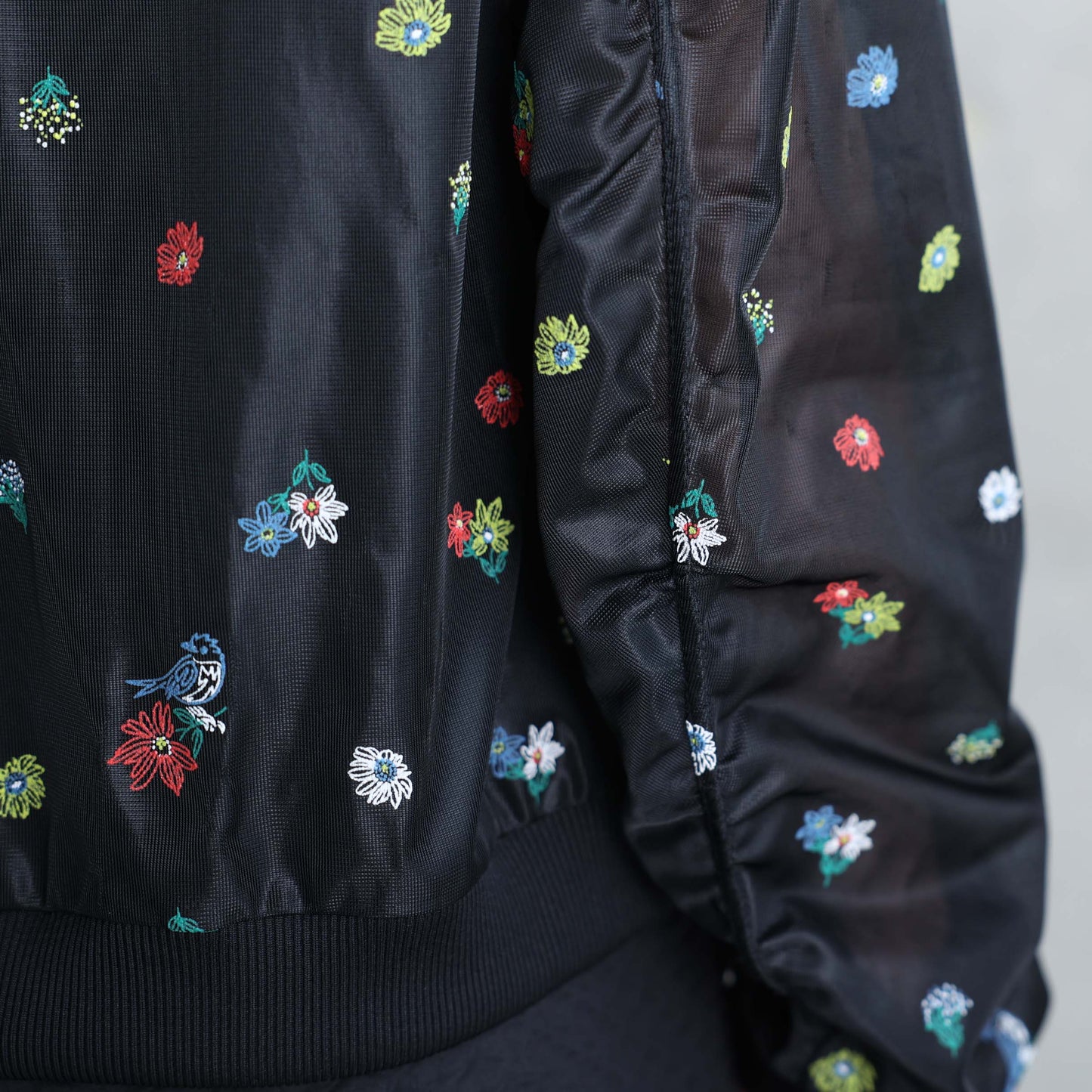 7月下旬お届け予定 C-JK-70「Robin flower sheer knit」Bomber jacket BLACK