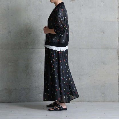 7月下旬お届け予定 C-JK-70「Robin flower sheer knit」Bomber jacket BLACK