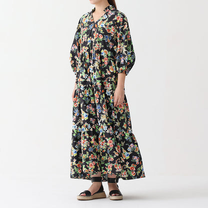 C-OP-56 「Resortir」Tiered long dress BLACK