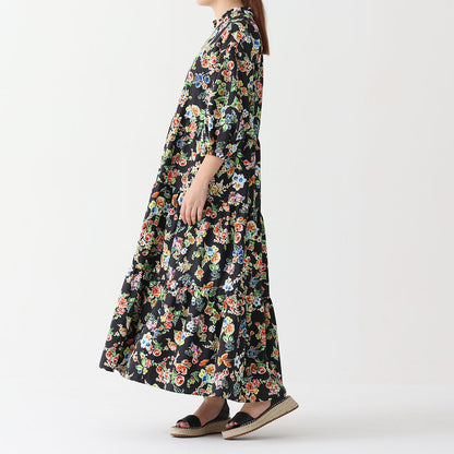 C-OP-56 「Resortir」Tiered long dress BLACK
