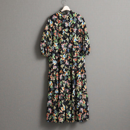 C-OP-56 「Resortir」Tiered long dress BLACK