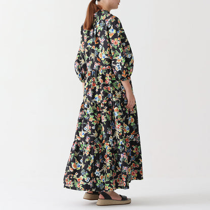 C-OP-56 「Resortir」Tiered long dress BLACK
