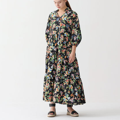 C-OP-56 「Resortir」Tiered long dress BLACK