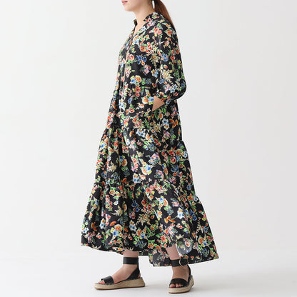 C-OP-56 「Resortir」Tiered long dress BLACK