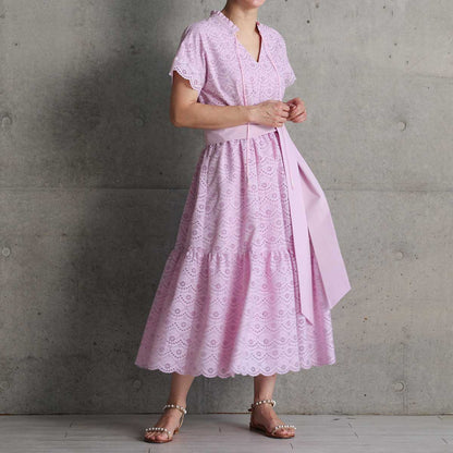 C-OP-68「The Secret Garden」Tiered long dress LILAC