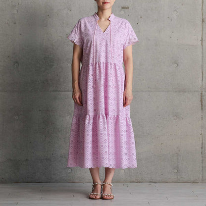 C-OP-68「The Secret Garden」Tiered long dress LILAC