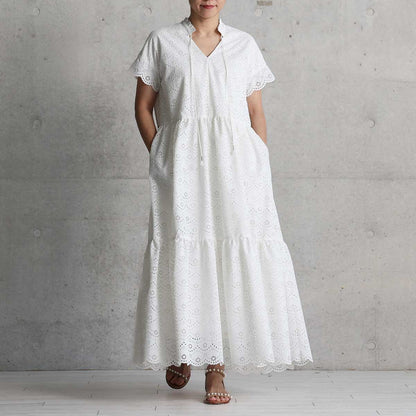 C-OP-68「The Secret Garden」Tiered long dress WHITE