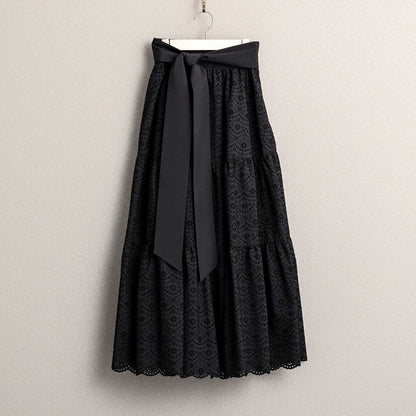 C-SK-134「The Secret Garden」Tiered long skirt BLACK