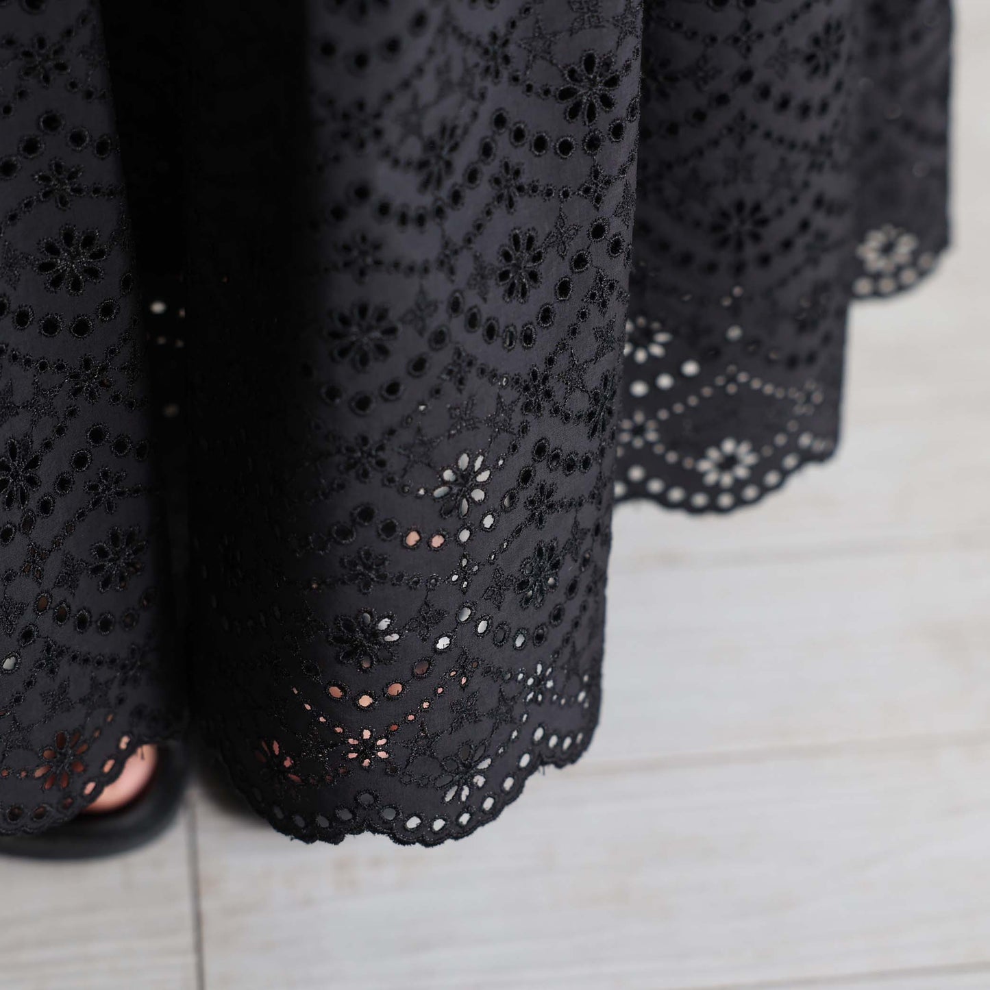 C-SK-134「The Secret Garden」Tiered long skirt BLACK