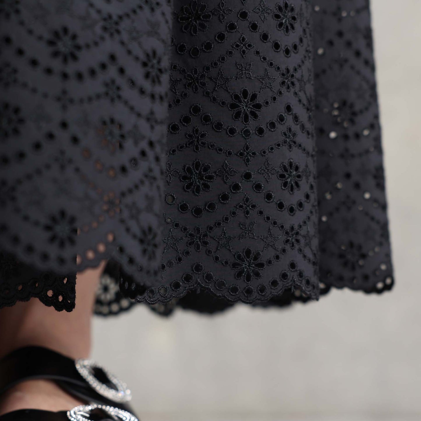 C-SK-134「The Secret Garden」Tiered long skirt BLACK