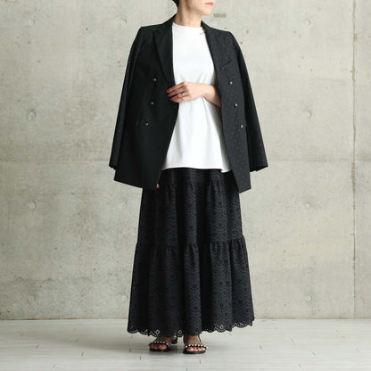 C-SK-134「The Secret Garden」Tiered long skirt BLACK