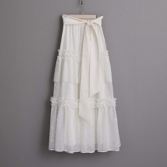 C-SK-135「Stella tulle」Tiered skirt WHITE