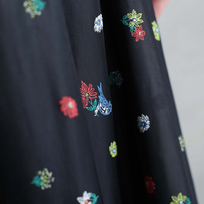7月下旬お届け予定 C-SK-137「Robin flower sheer knit」Long skirt BLACK