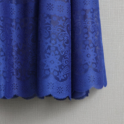 C-SK-98 「Trellis lace」Suspenders tuck long skirt BLUE