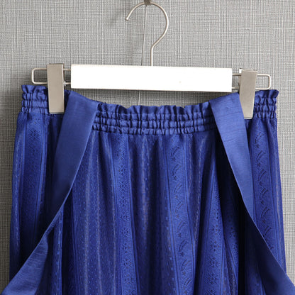 C-SK-98 「Trellis lace」Suspenders tuck long skirt BLUE