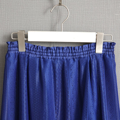 C-SK-98 「Trellis lace」Suspenders tuck long skirt BLUE