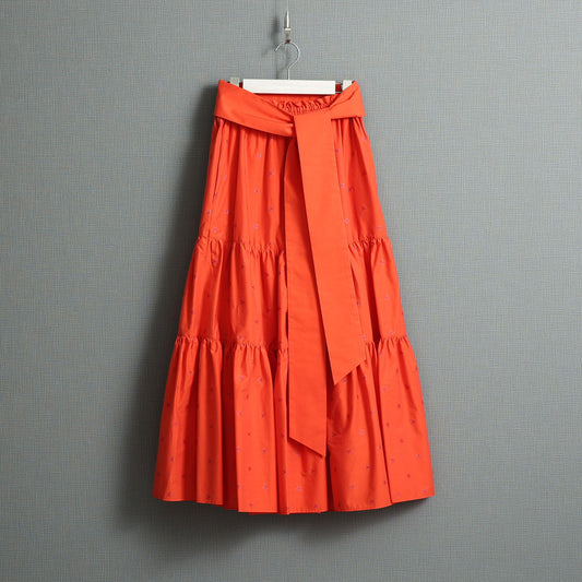 C-SK-99 「Stella polka dot」Tiered long skirt ORANGE