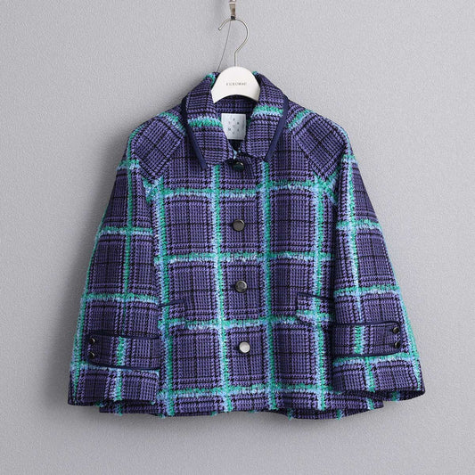 F-JK-01 「Feather over plaid」Short blouson【全1色】