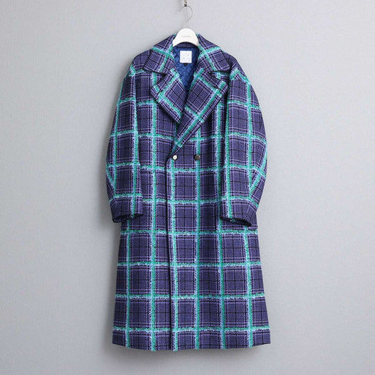 12月中旬お届け予定 F-JK-02 「Feather over plaid」Over chester coat【全1色】